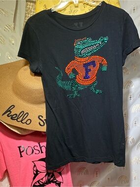 University Gator Rhinestone Short Sleeve Tee - Black Florida Gators